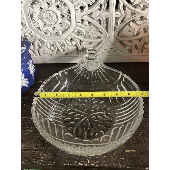 Fifth Avenue Crystal 9” Serving Dish Ornament Shape Bulb Christmas Vintage Glass - Picture 2 of 5